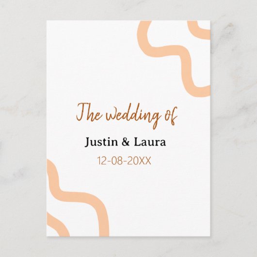 The wedding of add bride groom name date peach briefkaart (Voorkant)