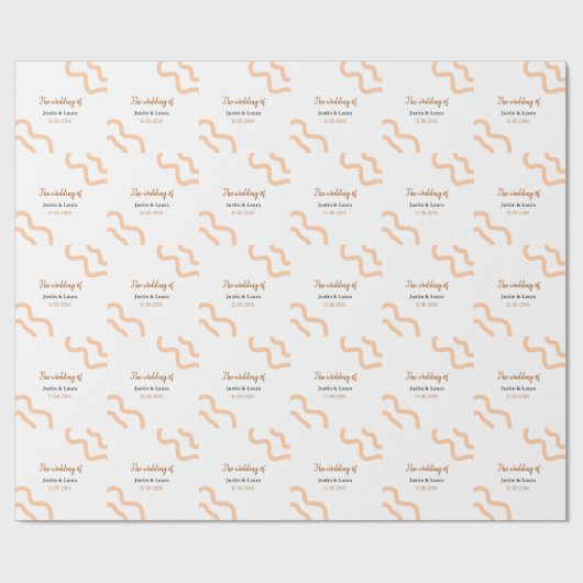The wedding of add bride groom name date peach cadeaupapier (Vlak)