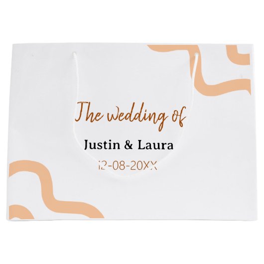 The wedding of add bride groom name date peach groot cadeauzakje (Voorkant)