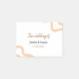 The wedding of add bride groom name date peach post-it® notes