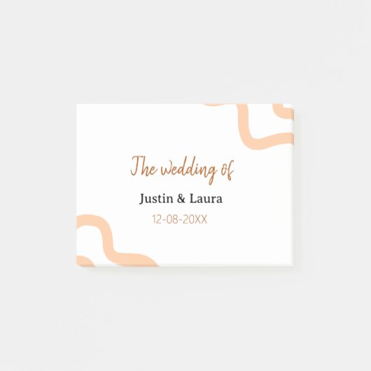 The wedding of add bride groom name date peach post-it® notes (Voorkant)
