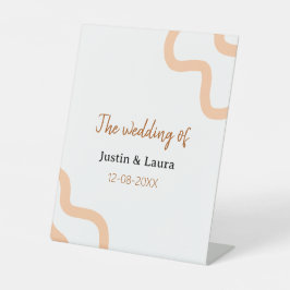 The wedding of add bride groom name date peach reclamebord met voetstuk