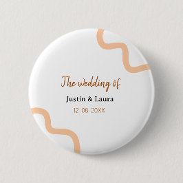 The wedding of add bride groom name date peach ronde button 5,7 cm