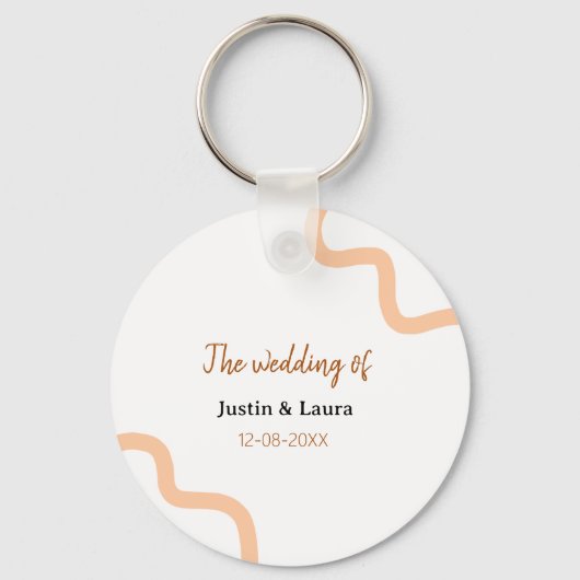 The wedding of add bride groom name date peach sleutelhanger (Voorkant)