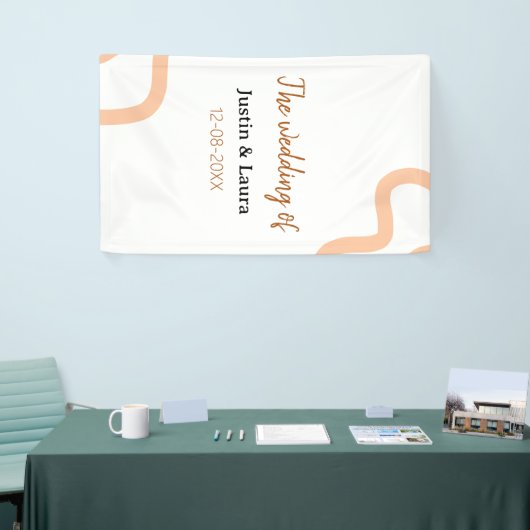 The wedding of add bride groom name date peach spandoek (Beurs)