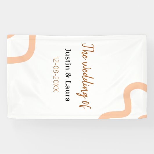 The wedding of add bride groom name date peach spandoek (Horizontaal)