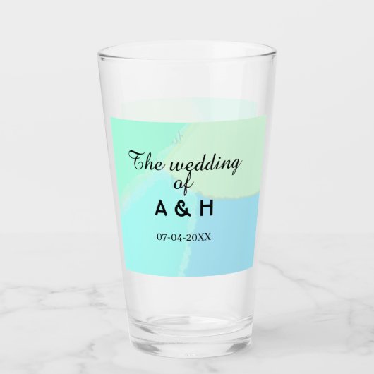 The wedding of add couple name initial letter date glas (Voorkant)