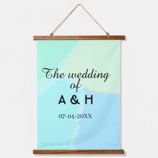 The wedding of add couple name initial letter date hangend wandkleed (Voorkant)