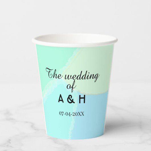 The wedding of add couple name initial letter date papieren bekers (Voorkant)