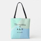 The wedding of add couple name initial letter date tote bag (Achterkant)