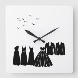 The Wedding Party: Charming Silhouettes Wandklok