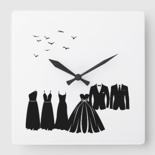 The Wedding Party: Charming Silhouettes Wandklok