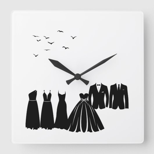 The Wedding Party: Charming Silhouettes Wandklok (Voorkant)