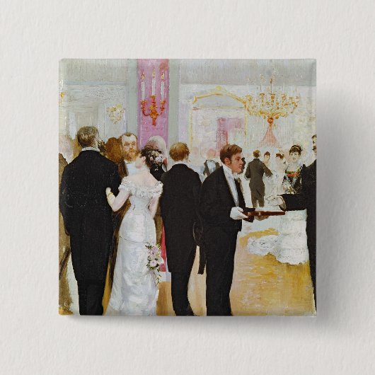The Wedding Reception, c.1900 Vierkante Button 5,1 Cm (Voorkant)