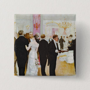 The Wedding Reception, c.1900 Vierkante Button 5,1 Cm