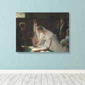 The Wedding Register (door Edmund Blair Leighton) Canvas Afdruk (Insitu (Houten vloer))