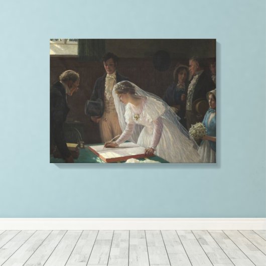 The Wedding Register (door Edmund Blair Leighton) Canvas Afdruk (Insitu (Houten vloer))