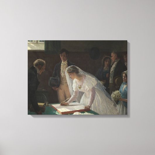 The Wedding Register (door Edmund Blair Leighton) Canvas Afdruk (Voorkant)