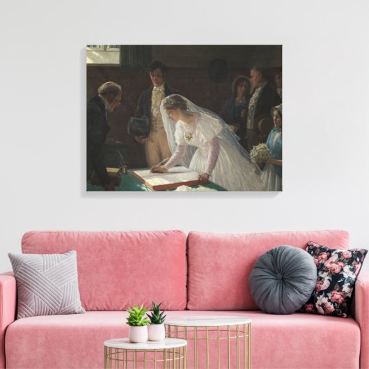 The Wedding Register (door Edmund Blair Leighton) Canvas Afdruk (Insitu (Woonkamer))