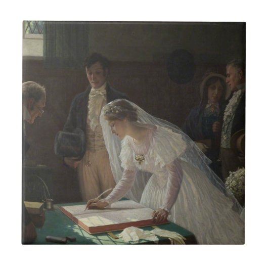 The Wedding Register (door Edmund Blair Leighton) Tegeltje (Voorkant)