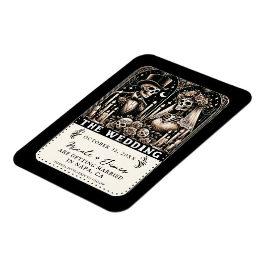 THE WEDDING Tarot Skeletons Save the Date Magneet (Linkerzijde)