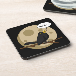 The Werebird - Blackbird Howling at the Moon Comic Bier Onderzetter