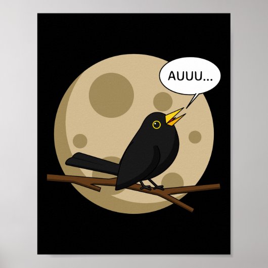 The Werebird - Blackbird Howling at the Moon Comic Poster (Voorkant)