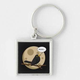 The Werebird - Blackbird Howling at the Moon Comic Sleutelhanger