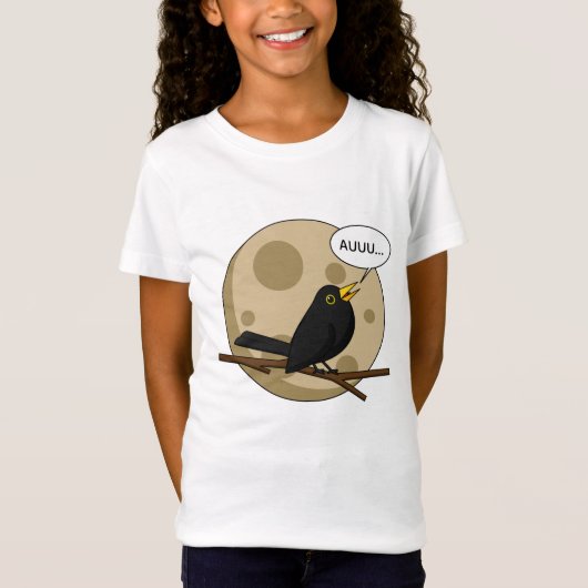 The Werebird - Blackbird Howling at the Moon Comic T-shirt (Voorkant)