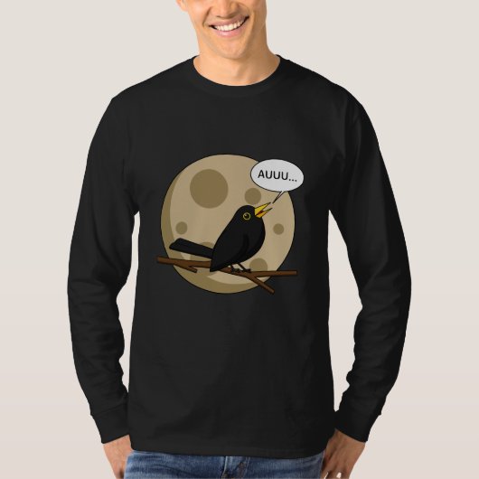 The Werebird - Blackbird Howling at the Moon Comic T-shirt (Voorkant)