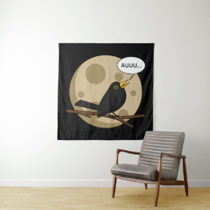 The Werebird - Blackbird Howling at the Moon Comic Wandkleed