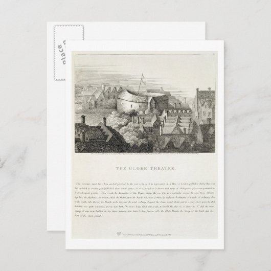 The Wereldbol Theater, c.1647, gepubliceerd door R Briefkaart (Voorkant / Achterkant)