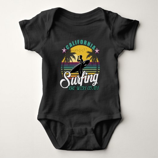 The West Coast - California Surfing Baby Bodysuit (Voorkant)