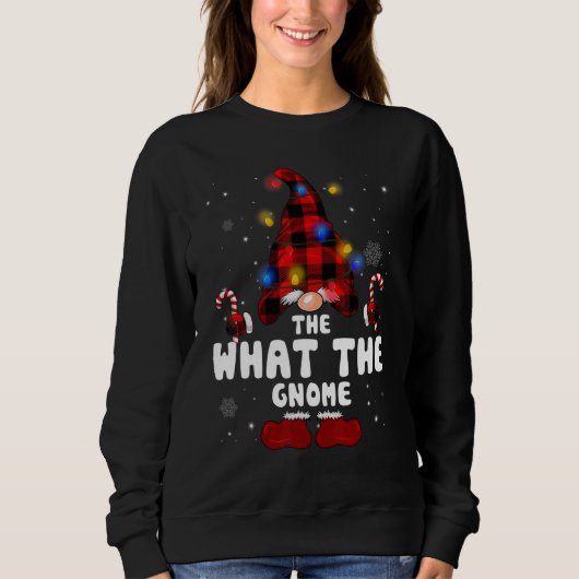 The What The Gnome Buffalo Plaid Christmas Tree Li Trui (Voorkant)