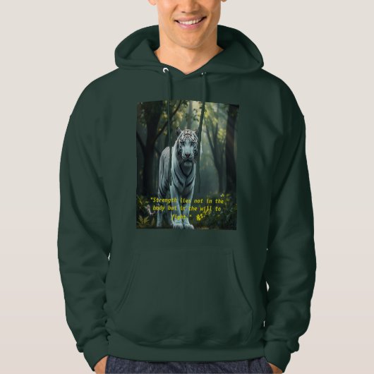 **"The Whispering Forest: A White Tiger's Majesty" Hoodie (Voorkant)