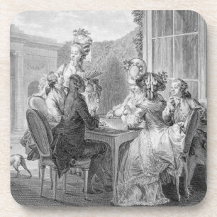 The Whist Party, 1783, gegraveerd door Jean Dambru Bier Onderzetter