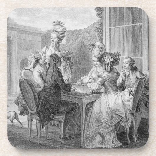 The Whist Party, 1783, gegraveerd door Jean Dambru Bier Onderzetter (Voorkant)