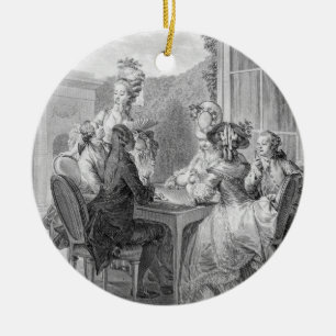 The Whist Party, 1783, gegraveerd door Jean Dambru Keramisch Ornament