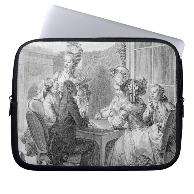 The Whist Party, 1783, gegraveerd door Jean Dambru Laptop Sleeve (Voorkant)