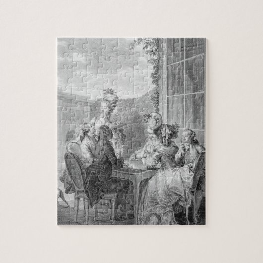 The Whist Party, 1783, gegraveerd door Jean Dambru Legpuzzel (Verticaal)