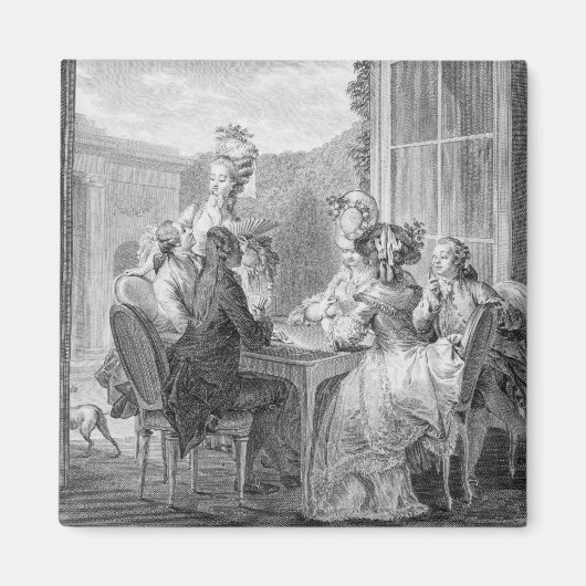 The Whist Party, 1783, gegraveerd door Jean Dambru Magneet (Voorkant)