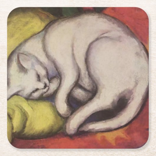 "The White Cat" van Franz Marc Kartonnen Onderzetters (Voorkant)