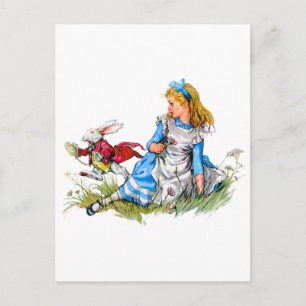 The White Rabbit races van Alice - hij is laat! Briefkaart