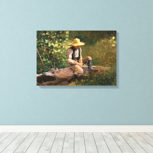 The Whittling Boy (door Winslow Homer) Canvas Afdruk (Insitu (Houten vloer))