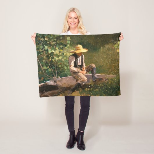 The Whittling Boy (door Winslow Homer) Fleece Deken (In situ)