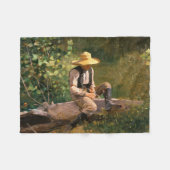 The Whittling Boy (door Winslow Homer) Fleece Deken (Voorkant (Horizontaal))