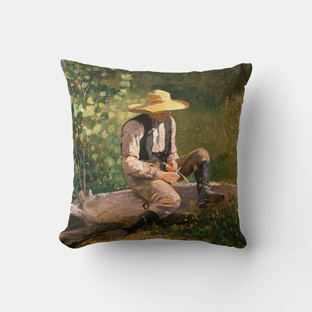The Whittling Boy (door Winslow Homer) Kussen (Voorkant)