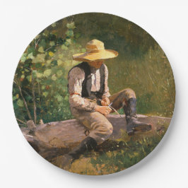 The Whittling Boy (door Winslow Homer) Papieren Bordje