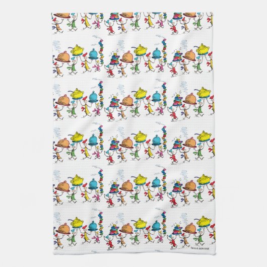 The Whos Carrying the Christmas Feast Theedoek (Verticaal)