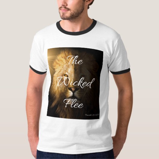 The Wicked Flee Spreuken 28:1 KJV Mannen T-shirt (Voorkant)